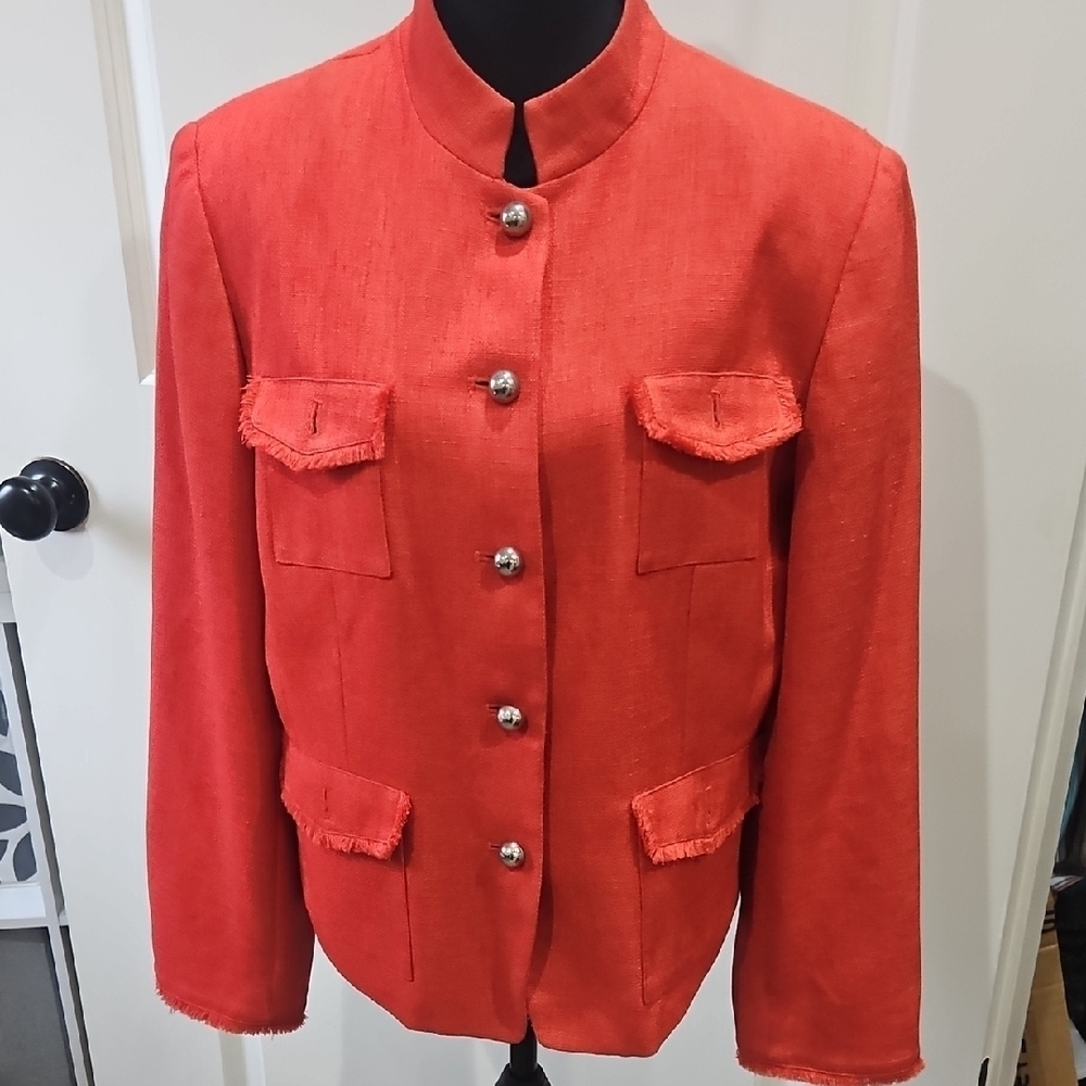 Elegant Red Button-Up Blazer